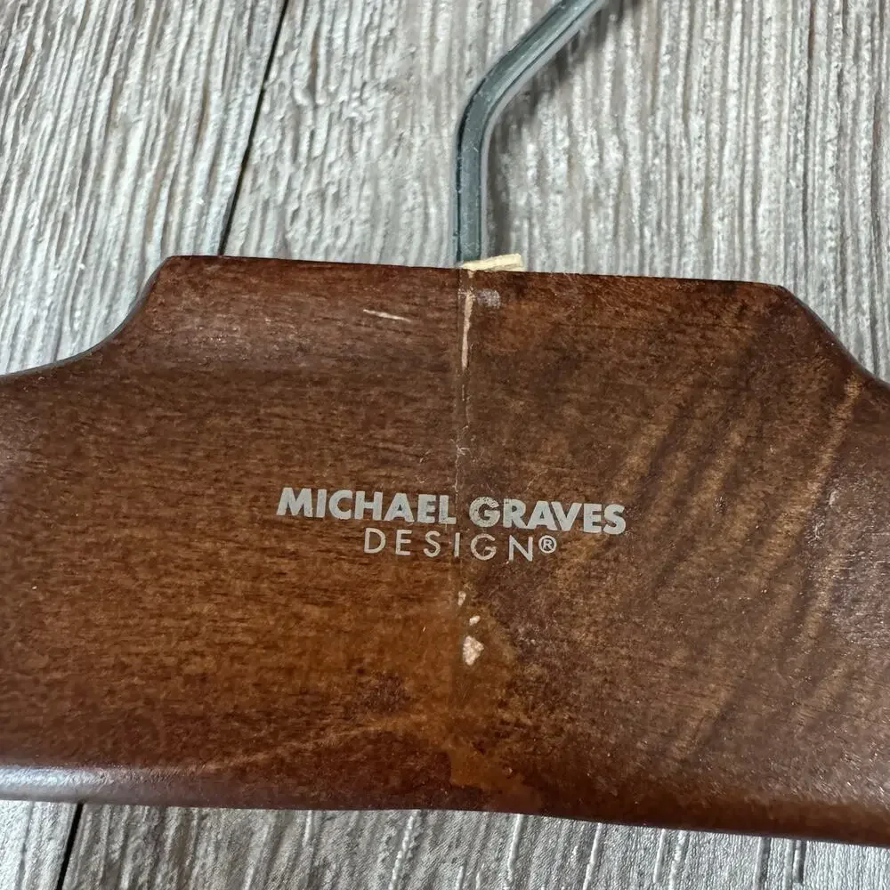 Lot of 5 Michael Graves ClothesHangers Wood & Metal Cinch Clip Pants Skirt